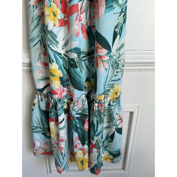 Blashe Tropical Flora lMaxi Dress Size M Cut Out Halter Summer Y2K Vacation - Picture 4 of 13